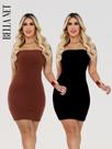 KIT 2 Vestidos Curto Colado sem alça Anarruga Sem Bojo Lindas Cores - 1 Marrom - 1 Preto - M