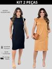 Kit 2 Vestidos Feminino Casual Com Bolso Vestido Midi Soltinho Tecido Algodão Manga Curta Muscle Tee Kit 2 Vestidos Feminino Casual Com Bolso Vestido Midi Soltinho Tecido Algodão Manga Curta Muscle Tee