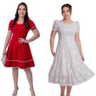 Kit 2 Vestidos Femininos Moda Evangélica Mulher Natal Virtuosa Midi Festa Oferta