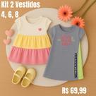 Kit 2 Vestidos Infantil Menina Sortidos 4 6 8 anos Algodão