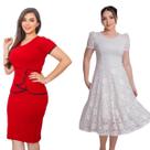 Kit 2 Vestidos Moda Evangélica Festa Natal Ano Novo Princesa Mulher Virtuosa Barato