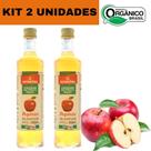 Kit 2 Vinagre Orgânico De Maça 4 Estações Garrafa Vidro 500ml Acidez 4,2%