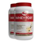 Kit 2 Whey Fort 3W Vitafor 900g Baunilha