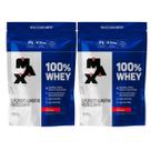 Kit 2 Whey Protein 100% Concentrado Morango Refil 21g de Proteína 900g Max Titanium