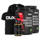 Kit 2 Whey Protein 900g + Camiseta Esportiva Tradicional Exg + Multivitaminico - Dux Nutrition (morango)
