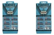 Kit 2 X Lâminas Barbear Platinum 120 Peças Original Feather Azul