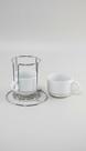 Kit 2 Xícaras Cerâmica 150ml C/ Suporte Metálico Kit 2 Xícaras Cerâmica 150ml C/ Suporte Metálico