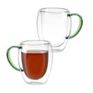 Kit 2 Xícaras Elegantes em Vidro Borossilicato com Parede Dupla 350ml Verde