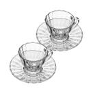 Kit 2 Xícaras para Chá Café Cappuccino com Pires de Cristal Radial Lyor
