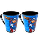 Kit 2 Xícaras Plástica Capitão América Avangers Menino 360ml