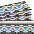 Kit 20 Adesivos Piscina Borda Mosaico Ondulado Escuro 100x30cm