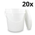 Kit 20 Baldes Plástico 3,6L Atóxico com Tampa Hermética e Alça para Armazenamento Alimentos Bebidas