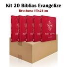 Kit 20 Bíblia Sagrada Brochura Bordô - Evangelização - Textos Coloridos Letra Média