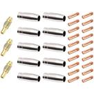 Kit - 20 Bicos de Contato M6X25 0,8 mm + 3 Porta Bico 15AK M6 + 10 Bocal 15 AK 12mm
