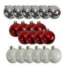 Kit 20 Bolas de Natal Lisas Vermelho Branco Prata para Árvore Natalina Kit 20 Bolas de Natal Lisas Vermelho Branco Prata para Árvore Natalina