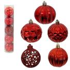 Kit 20 Bolas De Natal Mista Vermelha 6cm Decoração Árvore