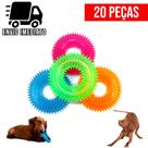 Kit 20 Brinquedo para Cachorro Mordedor Argola de Borracha Pet Cães com Apito