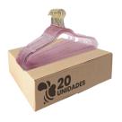 Kit 20 Cabides Acrílico Rosa com Gliter e Gancho Dourados