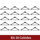 Kit 20 Cabides Preto Plástico com Gancho Giratório Ombreira Anatômico Terno Casaco