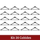 Kit 20 Cabides Preto Plástico com Gancho Giratório Ombreira Anatômico Terno Casaco