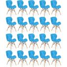 Kit 20 Cadeiras de Jantar Charles Eames Slim Wood Estofada - Azul