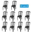 Kit 20 Cadeiras de Plástico Bistrô Pretas