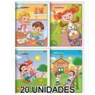 Kit 20 Cadernos Brochurão 60 Folhas Capa Flexível Estampas Caderno 1/4 Materiais Escolares 152929-20
