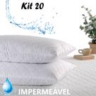 Kit 20 Capas Protetora De Travesseiro Fronha Impermeável Antialérgica Matelassê Resistente 70x50 - (70cm x 50cm)