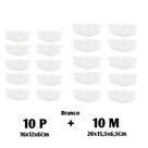 Kit 20 Cestos Multiuso Organizador 10 M + 10 Pequeno Branco