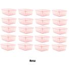 Kit 20 Cestos Multiuso Organizador Médio 20x15,5x6,5Cm Rosa