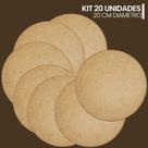 Kit 20 Chapas MDF Redonda Cru 20x20cm 3mm para Artesanato e Decoração