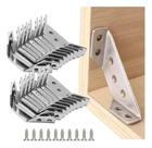 Kit 20 Conectores de Canto Aço Inoxidável Flange Reforço para Móveis Universais VitalMG