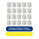 Kit 20 Conjunto Tomada 2 Polos + Terra 10A Sobrepor Sistema X Radial Branco Completo Kit 20 Conjunto Tomada 2 Polos + Terra 10A Sobrepor Sistema X Radial Branco Completo