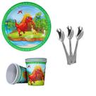Kit 20 Convidados Pratos Copos Papel Colher 14cm Dinossauro Papel Para Festa