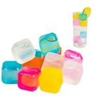 Kit 20 Cubos Gelo Artificial Colorido Reutilizável Quadrado