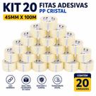 Kit 20 fitas adesivas pp cristal 45mm x 100m