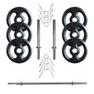 Kit 20 Kg de Anilhas Ferro Fundido + Barras de Supino e Halteres - 2M