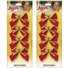 Kit 20 Laços De Bolinhas 10cm Pingentes Dourado Brilhante