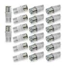 Kit 20 Lâmpadas 6 LEDs SMD Modelo Esmagada T10 12V Luz Branca