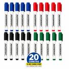 Kit 20 Marcador Caneta Pincel Canetão Para Quadro Lousa branco nas cores Preto, Vermelho, Azul, Verde