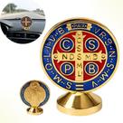 Kit 20 Medalha São Bento Carro Metal Dourado Base Adesiva