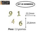 Kit 20 Números para Artesanato Apliques 2,22 X 2,56cm Zamac Dourado
