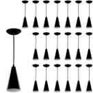 Kit 20 Pendentes Cone Lowcost Aluminio Decoracao Preto