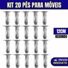 Kit 20 Pés Para Móveis Regulável Redondo Cromado Pezinho Base Para Móveis Cama Armário 10cm