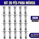 Kit 20 Pés Para Móveis Regulável Redondo Cromado Pezinho Base Para Móveis Cama Armário 20cm