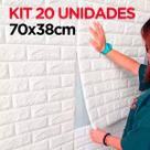 Kit 20 Placas Autocolante 3D Parede Tijolo Branco Lavável Fácil Instalação Impermeável Kit 20 Placas Autocolante 3D Parede Tijolo Branco Lavável Fácil Instalação Impermeável