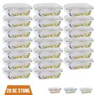 Kit 20 Pote 370ml Retangular Hermética Vidro Marmita Fitness