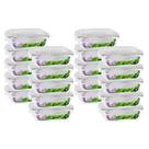 Kit 20 Pote de Vidro 1040ML Vai ao Forno Microondas Retangular