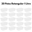 Kit 20 Potes 1 Litro Com Tampa, Jogo Potes Retangular Marmita Fitness Prime