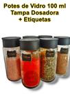 Kit 20 Potes de Vidro Frascos 100ml Tampa Dosadora Kit 20 Potes de Vidro Frascos 100ml Tampa Dosadora